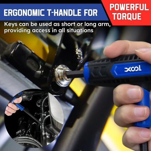 XOOL 14PCS T Handle Allen Wrench Set, Metric & SAE Hex Key Set, Long Arm Hex Key Wrench Set with Portable Organizer in Kuwait