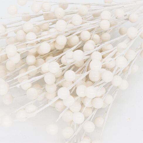 10 Pack Holly Berry Stem Picks, 14.4" Decorative Wire Berries Twig Stem Artificial Sprays for Christmas Tree Branches Fillers Decoration, Holiday Décor, Wreath Garland, Home DIY Crafts (10, White) in Saudi Arabia