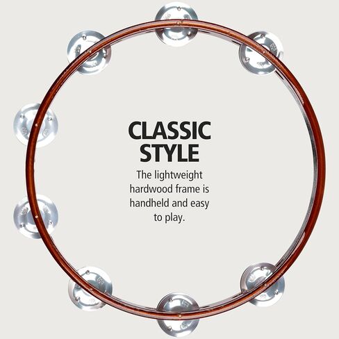 Meinl Percussion Traditional Goatskin Headed Wood Tambourine with Aluminum Jingles, Double Row — NOT Made in China — for All Musicians, 2-Year Warranty (TAH2A-AB) in Saudi Arabia