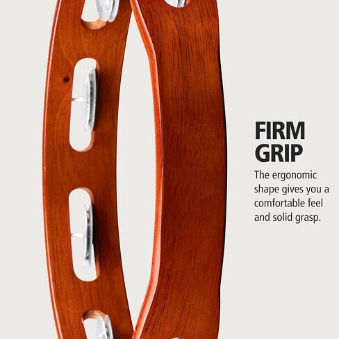 Meinl Percussion Traditional Goatskin Headed Wood Tambourine with Aluminum Jingles, Double Row — NOT Made in China — for All Musicians, 2-Year Warranty (TAH2A-AB) in Saudi Arabia