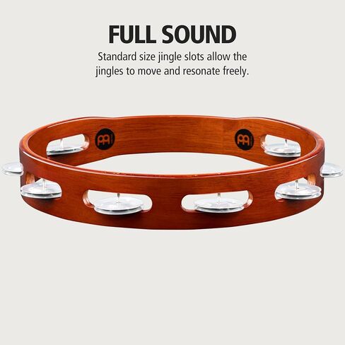 Meinl Percussion Traditional Goatskin Headed Wood Tambourine with Aluminum Jingles, Double Row — NOT Made in China — for All Musicians, 2-Year Warranty (TAH2A-AB) in Saudi Arabia