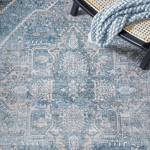 SAFAVIEH Victoria Collection Runner Rug - 2'2" x 6', Blue & Grey, Vintage Traditional Distressed Design, Non-Shedding & Easy Care, Ideal for High Traffic Areas in Living Room, Bedroom (VIC932F) in Saudi Arabia