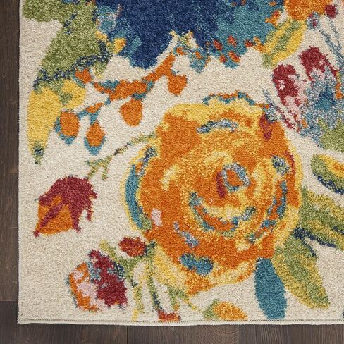 Nourison Allur Modern Ivory Multicolor 2' x 3' منطقة - سجادة، سهلة التنظيف، لا تساقط، غرفة النوم، غرفة المعيشة، غرفة الطعام، المطبخ (2x3) in Kuwait