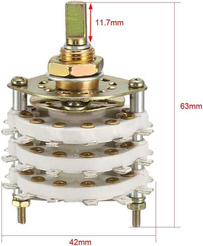 uxcell® 6P5T 6 Pole 5 Throw 3 Deck Band Channel Rotary Switch Selector with Plastic Knob in Saudi Arabia