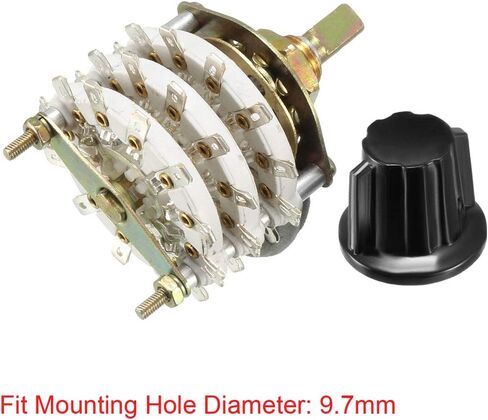 uxcell® 6P5T 6 Pole 5 Throw 3 Deck Band Channel Rotary Switch Selector with Plastic Knob in Saudi Arabia