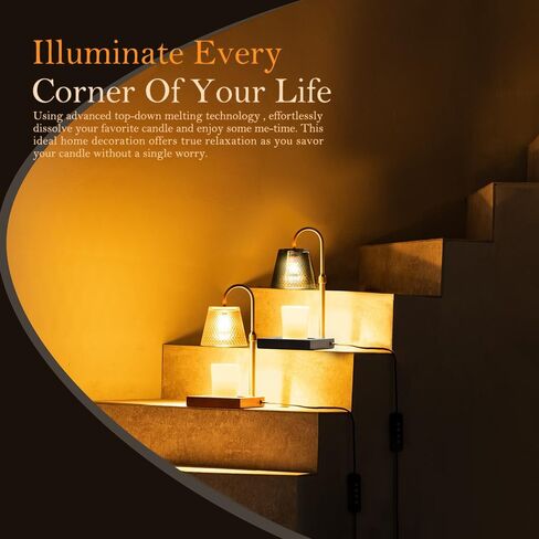 Candle Warmer Lamp: Adjustable Height, Dimmer, and On/Off Timer (8H/4H/2H) - an Elegant and Creative Gift, Fits Various Sizes of Scented Candles (Amber) in Saudi Arabia