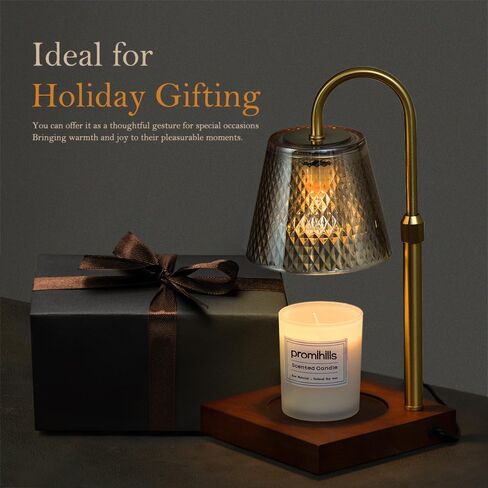 Candle Warmer Lamp: Adjustable Height, Dimmer, and On/Off Timer (8H/4H/2H) - an Elegant and Creative Gift, Fits Various Sizes of Scented Candles (Amber) in Saudi Arabia