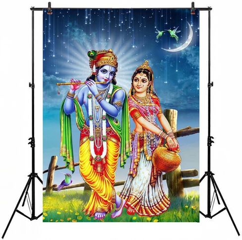 Smiler Radha Krishna Backdrop Background 5x7 Vinyl Radha Krishna Wall Decor Radha Krishna Poster Wall Art Tapestry in Saudi Arabia