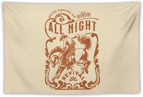All Night Revival Tapestry 60x40 Room Decor Music Poster Print Rustic Americana Art Wall Decor Country Fan Cowboy Coastal Cowgirl Gift Home Bedroom Living Man Cave in Saudi Arabia