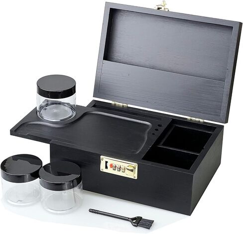 Large Bamboo Box Decorative Box, Storage Box, Built-In Combo Lock - Jar, Brush,Box with Lock Stash in Saudi Arabia
