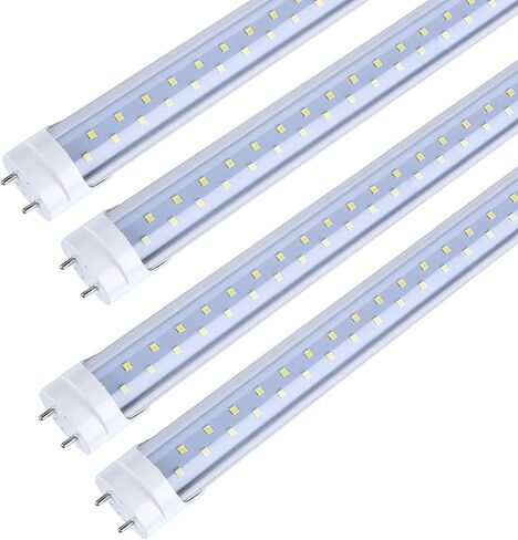 مصابيح إضاءة LED TRLIFE 4FT، مصابيح أنبوبية LED T8 4FT 28W 5000K ضوء النهار الأبيض، 3360 لومن استبدال مصابيح LED ذات الصف المزدوج لتركيبات الفلورسنت 4FT، غطاء شفاف، يعمل بالطاقة المزدوجة، إزالة الصابورة (4 عبوات) in Saudi Arabia