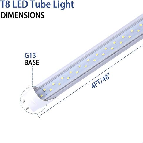 مصابيح إضاءة LED TRLIFE 4FT، مصابيح أنبوبية LED T8 4FT 28W 5000K ضوء النهار الأبيض، 3360 لومن استبدال مصابيح LED ذات الصف المزدوج لتركيبات الفلورسنت 4FT، غطاء شفاف، يعمل بالطاقة المزدوجة، إزالة الصابورة (4 عبوات) in Saudi Arabia