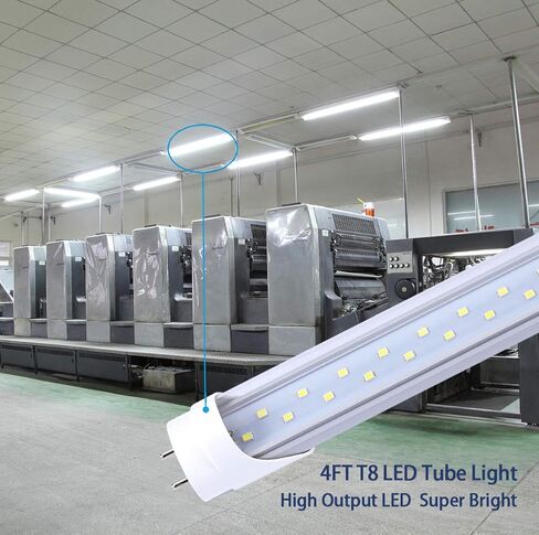 مصابيح إضاءة LED TRLIFE 4FT، مصابيح أنبوبية LED T8 4FT 28W 5000K ضوء النهار الأبيض، 3360 لومن استبدال مصابيح LED ذات الصف المزدوج لتركيبات الفلورسنت 4FT، غطاء شفاف، يعمل بالطاقة المزدوجة، إزالة الصابورة (4 عبوات) in Saudi Arabia