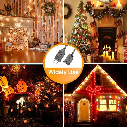 3 Pack Green Extension Cord 6 Feet 2 Prong Extension Cord for Christmas Lights Waterproof with 2 Pole Brass Straight Blades Polarized Plug, for Connect/Extend Christmas Light Indoor Outdoor (18Ft) in Saudi Arabia
