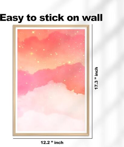 HK Studio Pink Wall Decor Coquette Aesthetic 11" x 17" Pack 3 - ديكور وردي سحابي لغرفة النوم، النوم، غرفة المعيشة، الحمام - ملصقات الحائط ديكور الغرفة للفتيات المراهقات in Kuwait