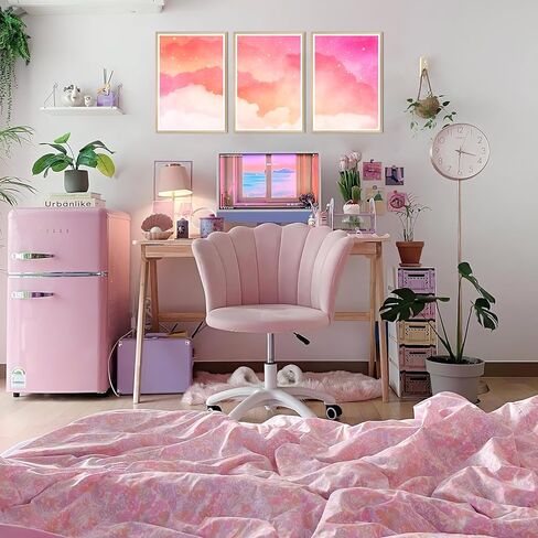 HK Studio Pink Wall Decor Coquette Aesthetic 11" x 17" Pack 3 - ديكور وردي سحابي لغرفة النوم، النوم، غرفة المعيشة، الحمام - ملصقات الحائط ديكور الغرفة للفتيات المراهقات in Kuwait
