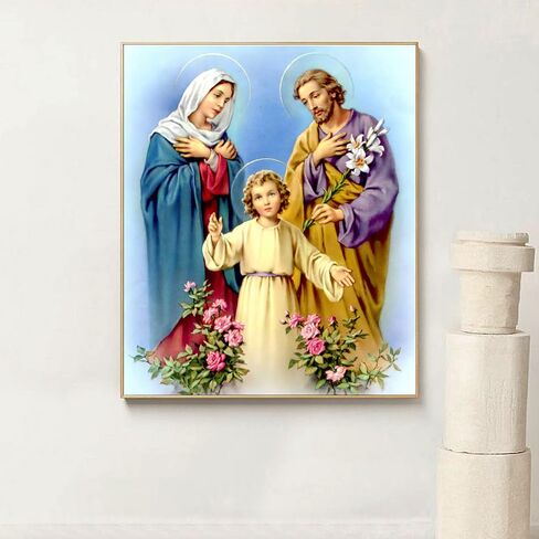 Holy Family Wall Art Canvas - Mary Joseph and Baby Jesus Picture - Fine Art Prints - Jesus Poster Christian Wall Decor for Living Room Bedroom Office Unframed (12x15in/30x38cm) in Saudi Arabia