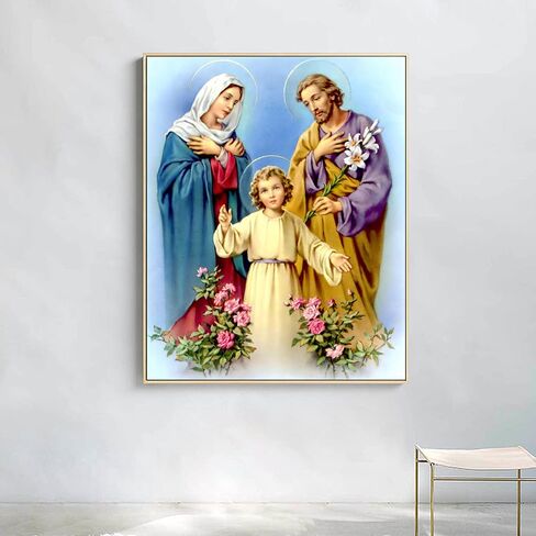 Holy Family Wall Art Canvas - Mary Joseph and Baby Jesus Picture - Fine Art Prints - Jesus Poster Christian Wall Decor for Living Room Bedroom Office Unframed (12x15in/30x38cm) in Saudi Arabia