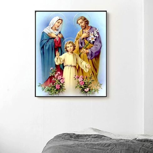 Holy Family Wall Art Canvas - Mary Joseph and Baby Jesus Picture - Fine Art Prints - Jesus Poster Christian Wall Decor for Living Room Bedroom Office Unframed (12x15in/30x38cm) in Saudi Arabia