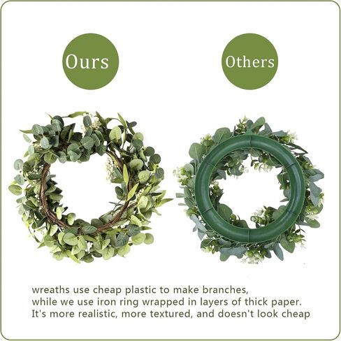 Green Eucalyptus Wreaths 20 Inches Front Door Wreath White Berries Welcome Sign Round Artificial Wreath Outdoor Porch Grapevine Farmhouse Greenery Wreaths for All Seasons Spring Summer Fall Winter in Saudi Arabia