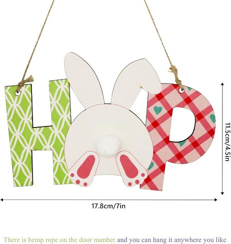 Dohia Easter Wooden Hanging Sign Happy Easter Peeps Bunny Wooden Door Sign Easter Rabbit Wood Hanging Door Sign for Spring Easter Tree Front Door Decoration D2-FHJMZMG (1, Rabbit Tail) in Saudi Arabia