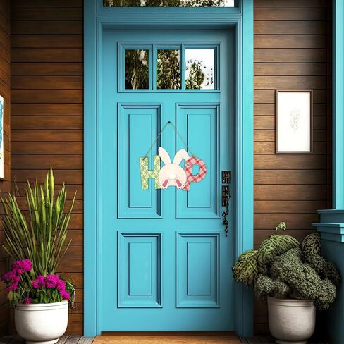 Dohia Easter Wooden Hanging Sign Happy Easter Peeps Bunny Wooden Door Sign Easter Rabbit Wood Hanging Door Sign for Spring Easter Tree Front Door Decoration D2-FHJMZMG (1, Rabbit Tail) in Saudi Arabia