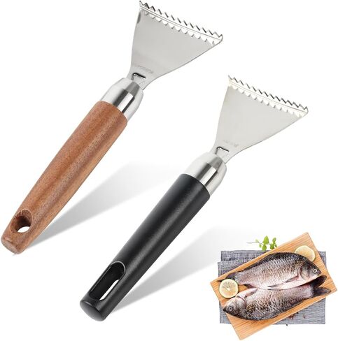 2Pcs Stainless Steel Sharp Durable Fish Scale Remover, 304 Stainless Steel Fish Scale Remove, Portable Fish Scale Remover, Quick Fish Descaler Tool for Chef and Home Cooks Fish Cleaning Tools in Kuwait