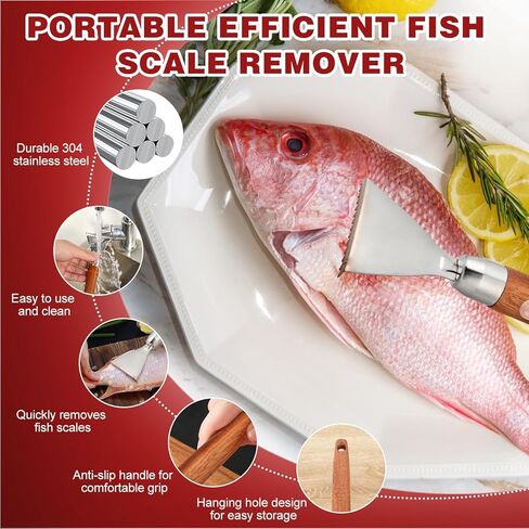 2Pcs Stainless Steel Sharp Durable Fish Scale Remover, 304 Stainless Steel Fish Scale Remove, Portable Fish Scale Remover, Quick Fish Descaler Tool for Chef and Home Cooks Fish Cleaning Tools in Kuwait