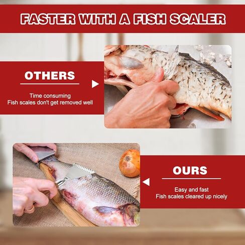 2Pcs Stainless Steel Sharp Durable Fish Scale Remover, 304 Stainless Steel Fish Scale Remove, Portable Fish Scale Remover, Quick Fish Descaler Tool for Chef and Home Cooks Fish Cleaning Tools in Kuwait