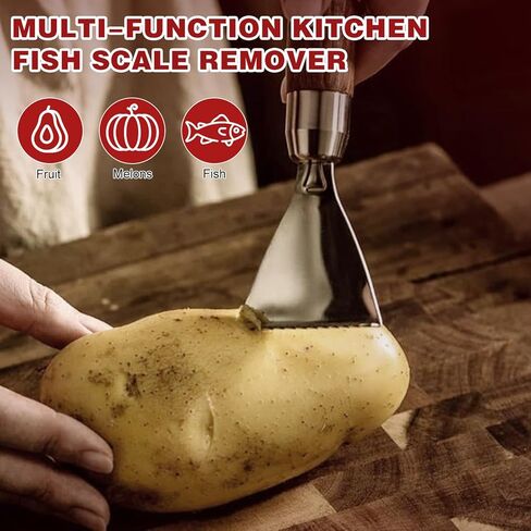 2Pcs Stainless Steel Sharp Durable Fish Scale Remover, 304 Stainless Steel Fish Scale Remove, Portable Fish Scale Remover, Quick Fish Descaler Tool for Chef and Home Cooks Fish Cleaning Tools in Kuwait