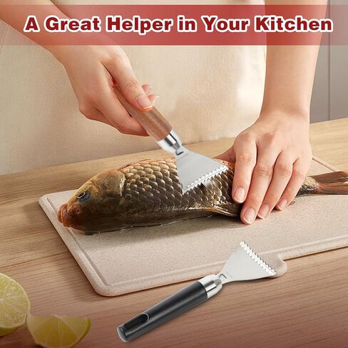 2Pcs Stainless Steel Sharp Durable Fish Scale Remover, 304 Stainless Steel Fish Scale Remove, Portable Fish Scale Remover, Quick Fish Descaler Tool for Chef and Home Cooks Fish Cleaning Tools in Kuwait