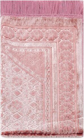 ihvan online, Soft Plush Lux Velvet Muslim Prayer Rug | Thick Janamaz | Sajadah | Soft Islamic Prayer Rug | Islamic Gifts | Prayer Carpet Mat, Elegant, Color: Pink in Saudi Arabia