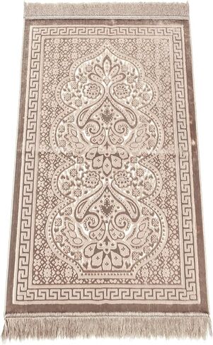 ihvan online, Soft Plush Lux Velvet Muslim Prayer Rug | Thick Janamaz | Sajadah | Soft Islamic Prayer Rug | Islamic Gifts | Prayer Carpet Mat, Elegant, Color: Pink in Saudi Arabia