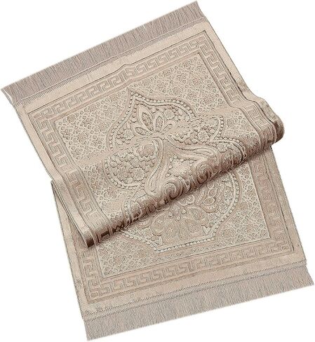 ihvan online, Soft Plush Lux Velvet Muslim Prayer Rug | Thick Janamaz | Sajadah | Soft Islamic Prayer Rug | Islamic Gifts | Prayer Carpet Mat, Elegant, Color: Pink in Saudi Arabia