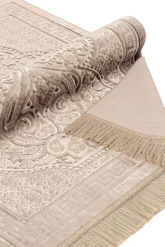 ihvan online, Soft Plush Lux Velvet Muslim Prayer Rug | Thick Janamaz | Sajadah | Soft Islamic Prayer Rug | Islamic Gifts | Prayer Carpet Mat, Elegant, Color: Pink in Saudi Arabia
