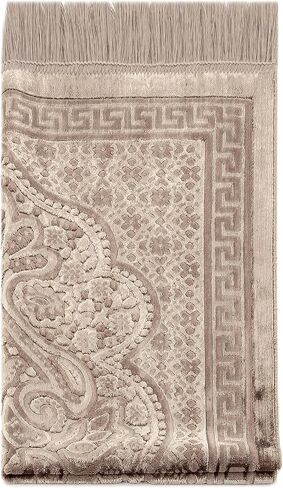 ihvan online, Soft Plush Lux Velvet Muslim Prayer Rug | Thick Janamaz | Sajadah | Soft Islamic Prayer Rug | Islamic Gifts | Prayer Carpet Mat, Elegant, Color: Pink in Saudi Arabia