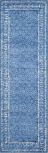 SAFAVIEH Adirondack Collection Runner Rug - 2'6" x 20', Light Blue & Dark Blue, Distressed Design, Non-Shedding & Easy Care, Ideal for High Traffic Areas in Living Room, Bedroom (ADR110F) in Saudi Arabia