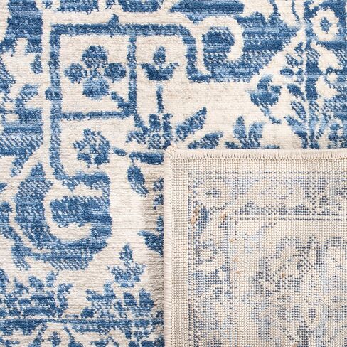 SAFAVIEH Brentwood Collection 6'7" Square Navy / Light Grey BNT832M Medallion Distressed Non-Shedding Living Room Bedroom Area Rug in Saudi Arabia