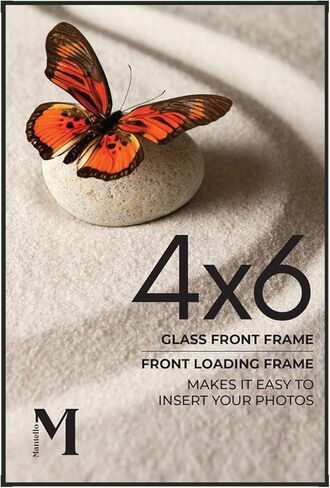 MANTELLO ESSENTIALS Front Loading Black Picture Frame - 4x6-Inch Photos -For Tabletop or Wall Decor - Artwork - 1 Pack in Kuwait