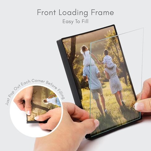 MANTELLO ESSENTIALS Front Loading Black Picture Frame - 4x6-Inch Photos -For Tabletop or Wall Decor - Artwork - 1 Pack in Kuwait
