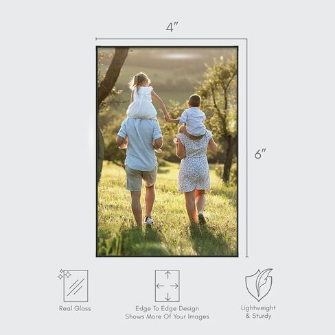 MANTELLO ESSENTIALS Front Loading Black Picture Frame - 4x6-Inch Photos -For Tabletop or Wall Decor - Artwork - 1 Pack in Kuwait