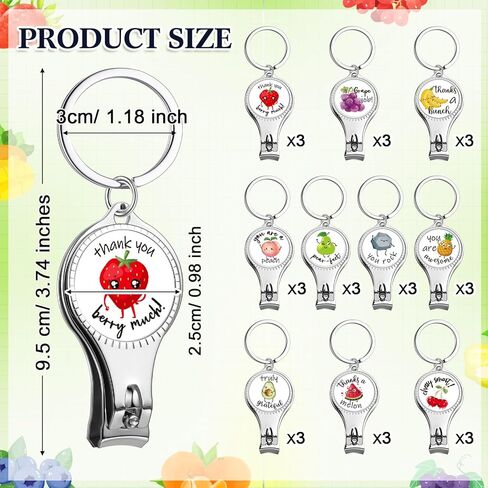 روشتيا 30 قطعة سلسلة مفاتيح ملهمة لقص الأظافر مع اقتباسات تحفيزية لتقدير هدية الشكر (الفاكهة) in Kuwait