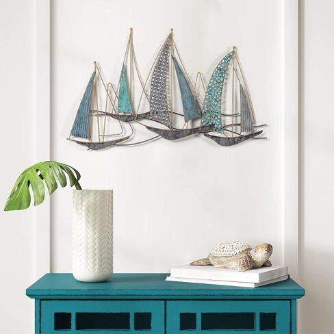 DECO DE VILLE Contemporary Modern Design Nautical Style Sail Boats Theme Metal Wall Sculpture Marine Decor,sailboat-A in Saudi Arabia