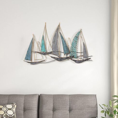 DECO DE VILLE Contemporary Modern Design Nautical Style Sail Boats Theme Metal Wall Sculpture Marine Decor,sailboat-A in Saudi Arabia