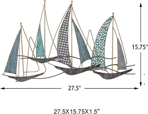 DECO DE VILLE Contemporary Modern Design Nautical Style Sail Boats Theme Metal Wall Sculpture Marine Decor,sailboat-A in Saudi Arabia