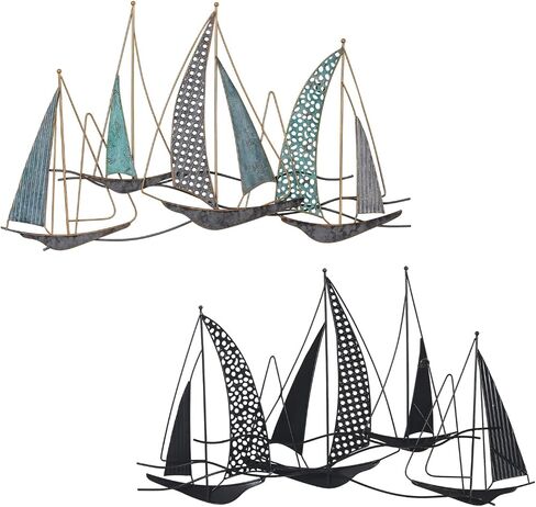 DECO DE VILLE Contemporary Modern Design Nautical Style Sail Boats Theme Metal Wall Sculpture Marine Decor,sailboat-A in Saudi Arabia