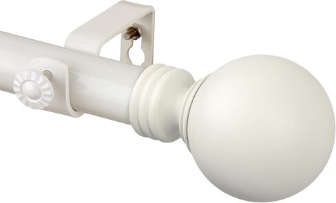 Rod Desyne Globe 1" Single Curtain Rod, 66-120 inch, White in Kuwait