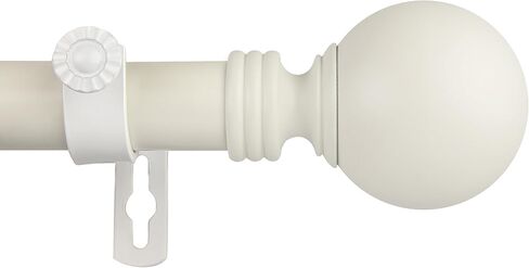 Rod Desyne Globe 1" Single Curtain Rod, 66-120 inch, White in Kuwait