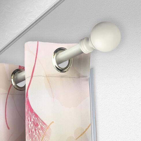 Rod Desyne Globe 1" Single Curtain Rod, 66-120 inch, White in Kuwait