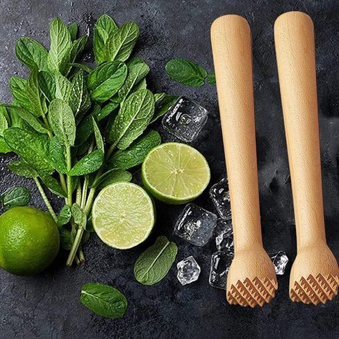 POFUIERKN Wooden Cocktail Muddler 10inch Long Muddler Cocktail Muddler Wood Bar Muddler Ice Crusher Bar Accessory for Making Cocktails and Juice Drinks Tools in Saudi Arabia